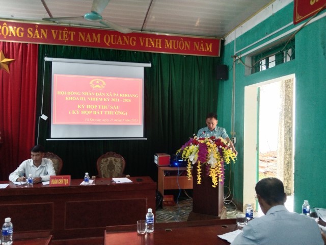 Hội đồng nhân dân xã Pá Khoang khóa III, nhiệm kỳ 2021 - 2026 tổ chức kỳ họp thứ sáu ( kỳ họp bất thường)